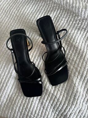 H&M Black Strappy Square-Toe Heels